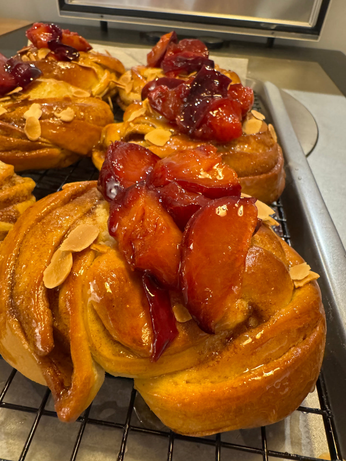 Plum and Almond Sticky Buns